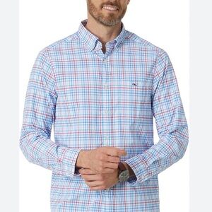 New Vineyard Vines Blue and Red Plaid Shirt large